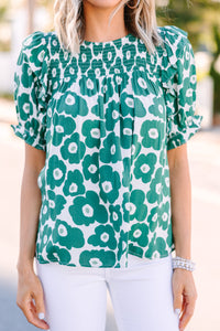 In A Dream Green Floral Blouse