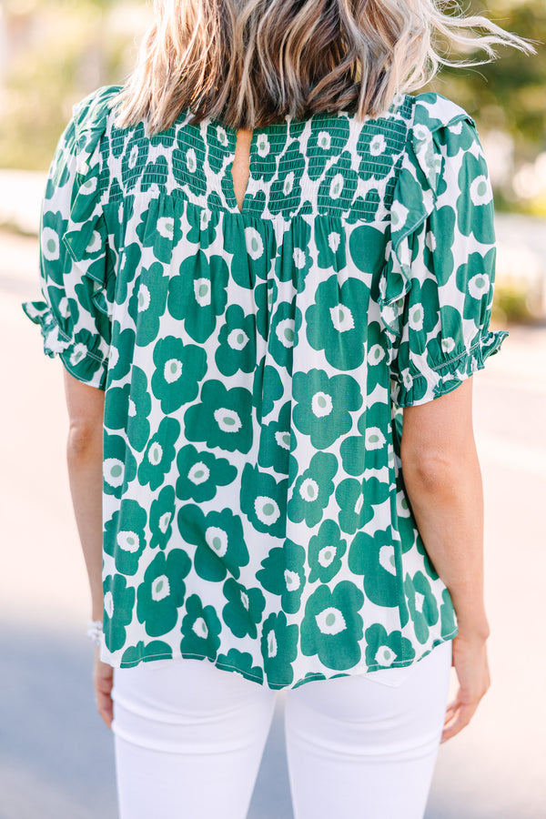 In A Dream Green Floral Blouse