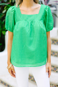 kelly green textured blouse