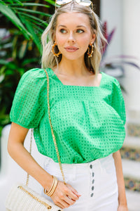 kelly green textured blouse