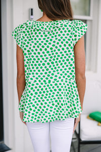 Talk To You Later Kelly Green Polka Dot Top