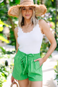 Everyday Happiness Kelly Green Linen Shorts