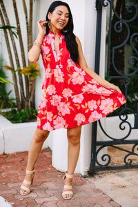 Caught Up Coral Pink Floral Babydoll Dress