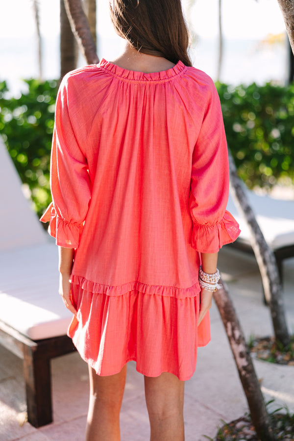 cute linen dresses Always In The Lead Coral Orange Linen Dress – Shop the Mint