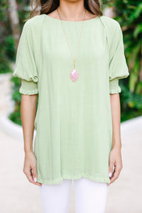 Give You A Ring Mint Green Linen Top