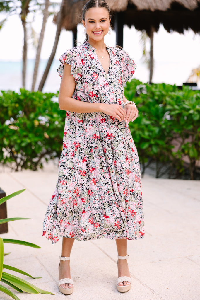 It's Another Day Black Ditsy Floral Midi Dress – Shop the Mint