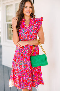 Make It Your Own Fuchsia Pink Floral Tiered Dress