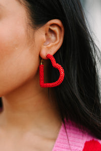 All My Heart Red Beaded Earrings