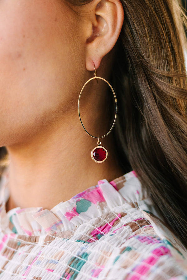This Is The Time Red Gem Earrings