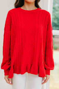 Easy Decisions Red Ruffled Sweater