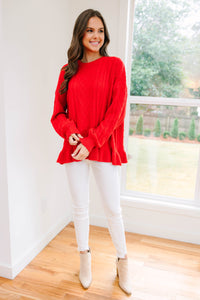 Easy Decisions Red Ruffled Sweater