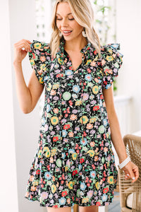 Story Of My Life Black Ditsy Floral Babydoll Dress