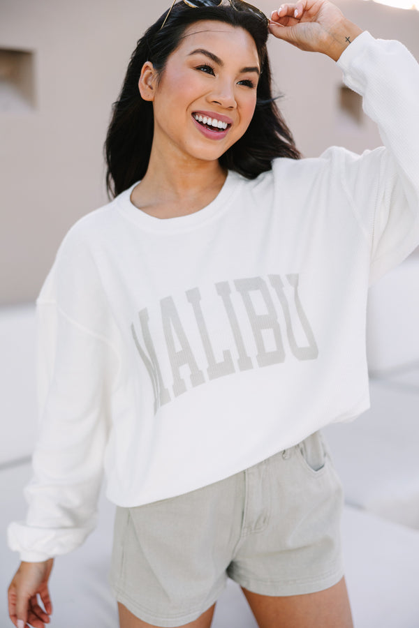 Malibu White Graphic Corded Sweatshirt