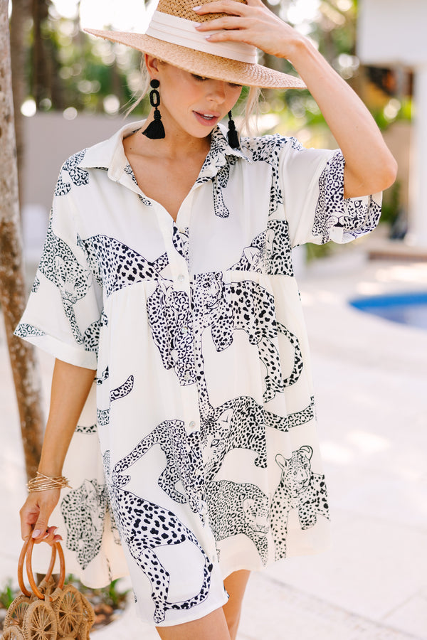 Good Ideas Cream White Leopard Print Babydoll Dress Shop the Mint Good Ideas Cream White Leopard Print Babydoll Dress Shop the Mint