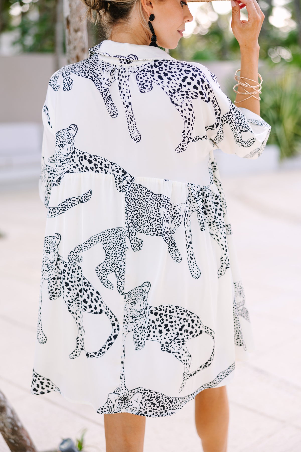 Leopard print babydoll dress sales