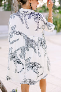 Good Ideas Cream White Leopard Print Babydoll Dress