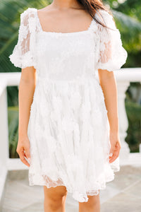 Give It A Thought White Textured Lace Dress