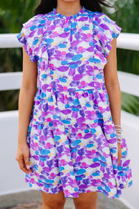 Work It All Out Purple Floral Dress