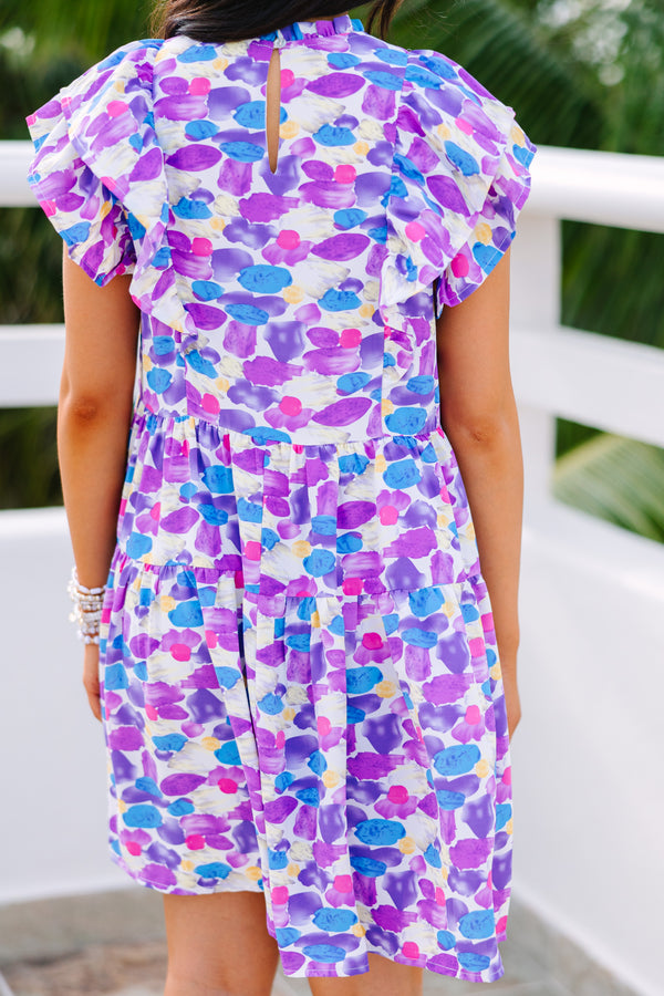 Work It All Out Purple Floral Dress