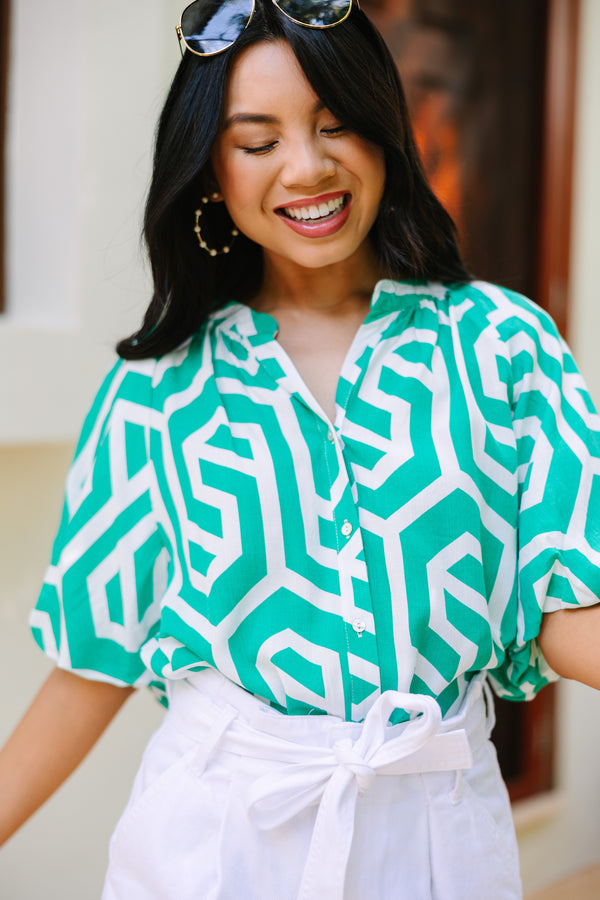 Always On Your Side Green Abstract Blouse – Shop the Mint
