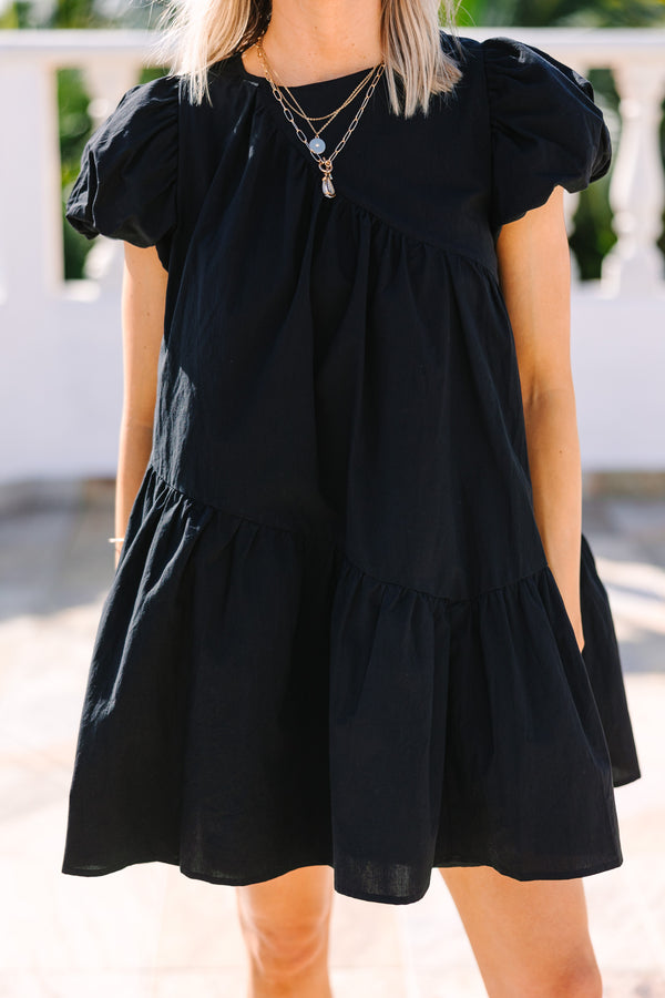 Print & Black Babydoll Dress Slits main image 1