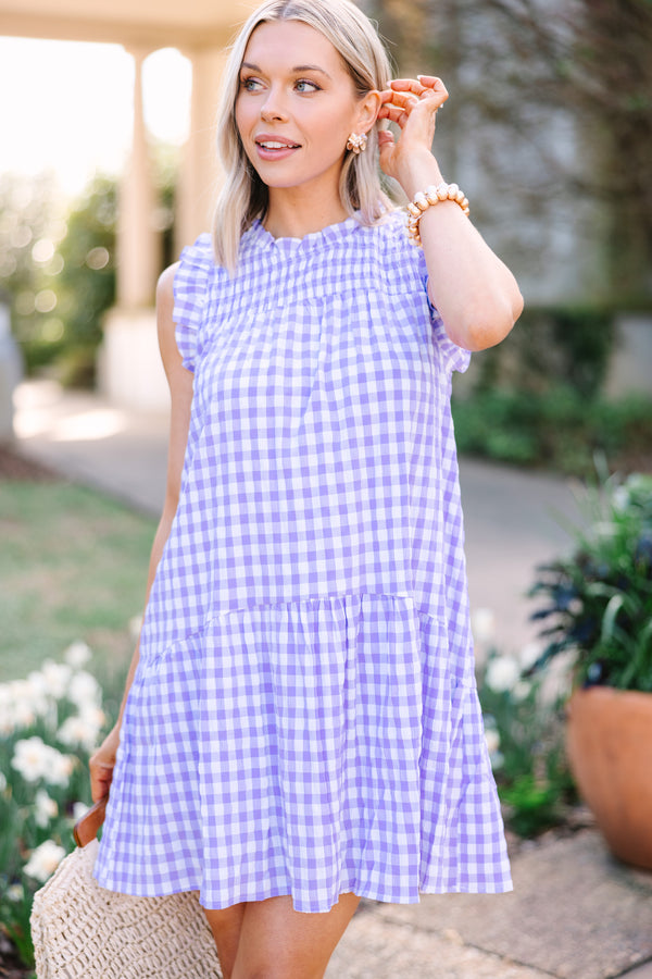 purple gingham dress All That You Are Lavender Purple Gingham Dress – Shop the Mint