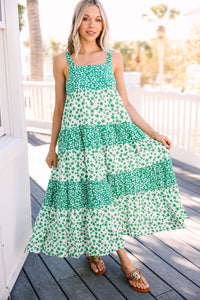 What You Love Green Ditsy Floral Midi Dress