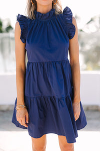 What Dreams Are Made Of Navy Blue Ruffled Dress