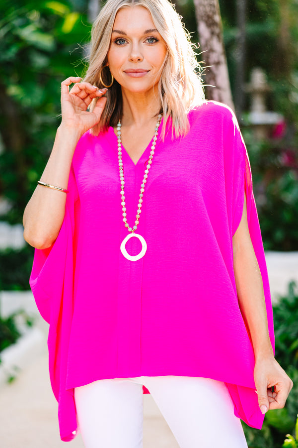 Casual Confidence Hot Pink Dolman Sleeve Top – Shop the Mint
