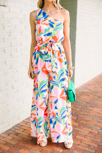 Can't Wait Pink Abstract Jumpsuit