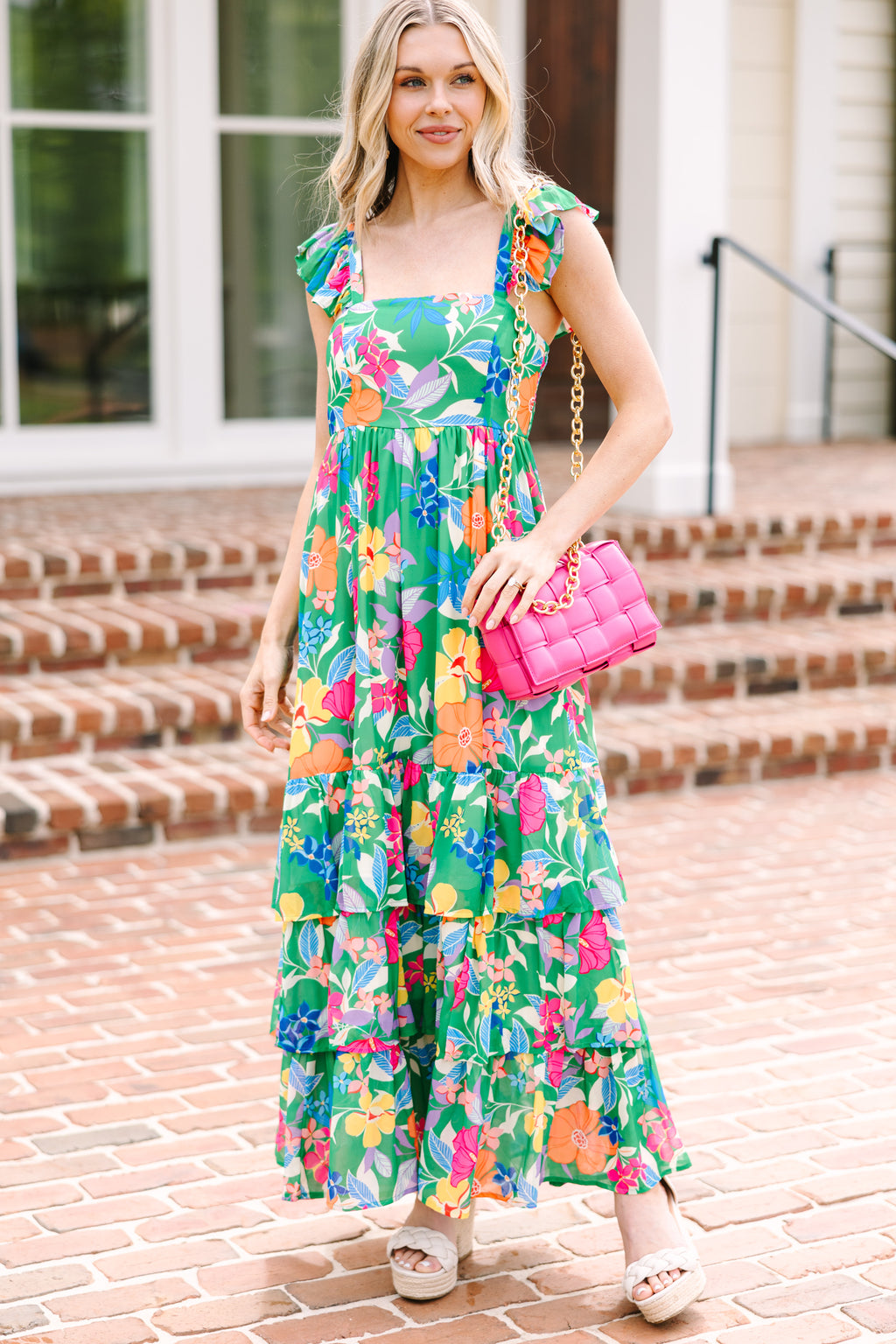 kelly green maxi dress Let's Get Away Floral Occasion:Bridal breathable feel Fuchsia Mesh Maxi Dress Size:US 9 | EU 42