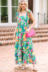 Let's Get Away Kelly Green Floral Maxi Dress – Shop the Mint