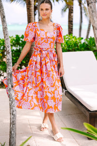 All For Love Orange Floral Midi Dress – Shop the Mint