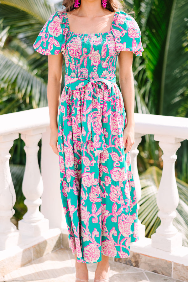teal pink dress Feeling Bold Teal Green Floral Maxi Dress Shop the Mint