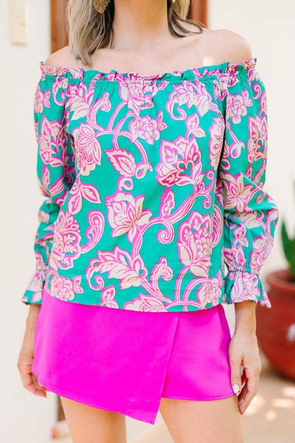 Find Your Way Teal Green Blouse