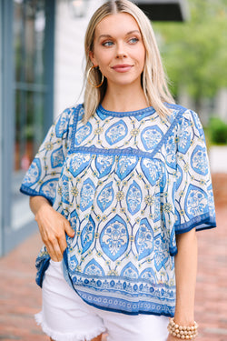 Know The Truth Blue Abstract Blouse – Shop the Mint