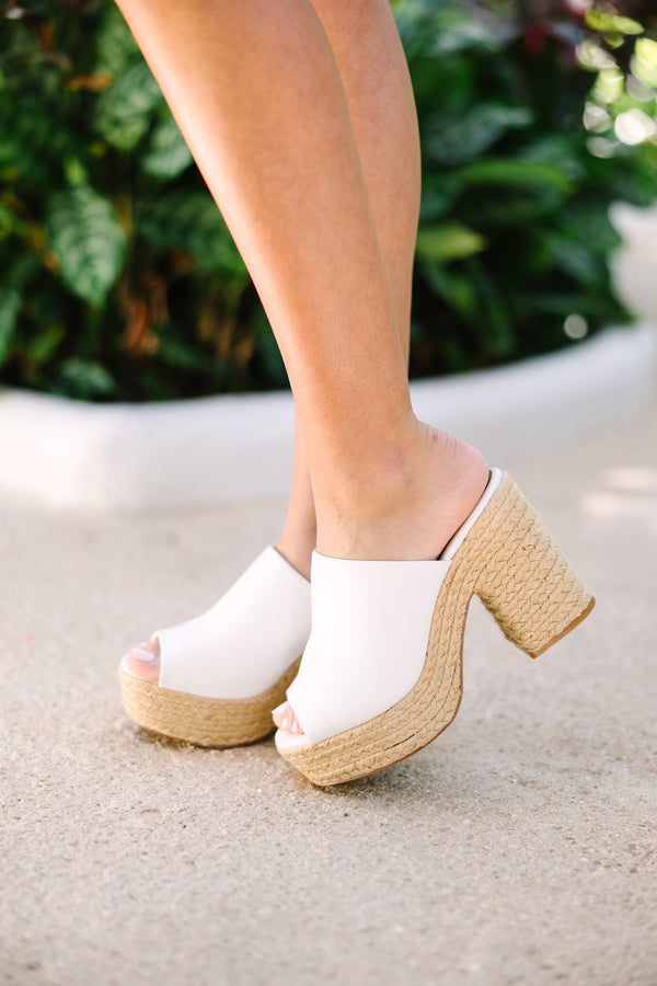 trendy white espadrille heels