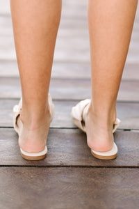 ivory scrunchy slide sandals
