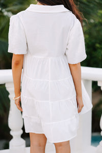 Enlighten Me White Sequin Sleeve Baby doll Dress