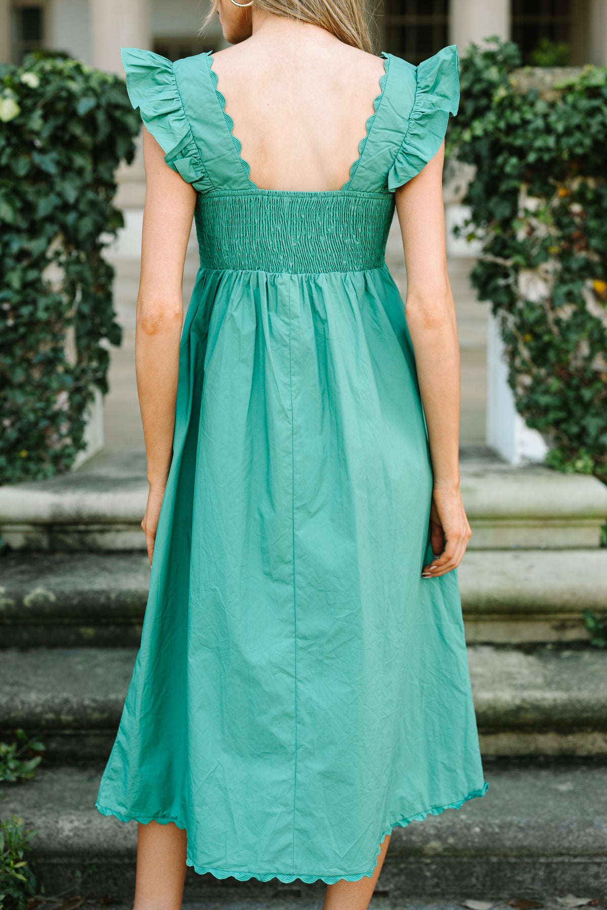 Doing It All Green Ruffled Midi Dress – Shop the Mint