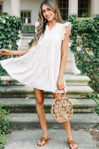 As You Know It Natural Beige Gingham Dress
