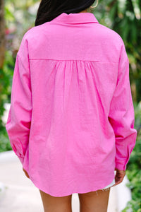 Keep You Posted Hot Pink Button Down Top