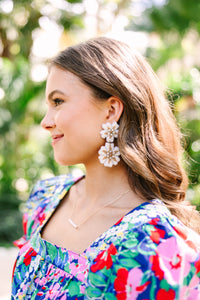 Treasure Jewels: Lily White Beaded Earrings