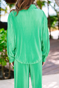With Ease Kelly Green Pleated Blouse
