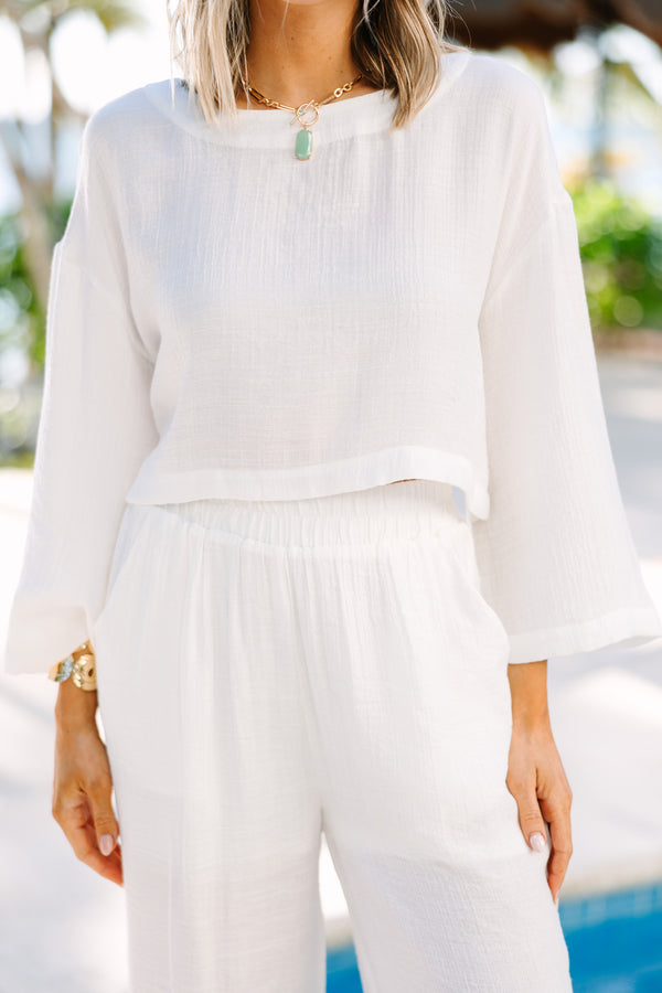 Relaxed Fun White Crop Top