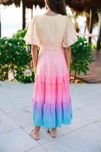 Into The Sunset Pink Ombre Midi Dress