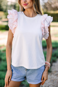 Stay Together Cream White Ruffled Top