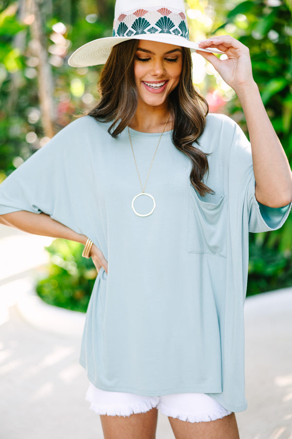 On Your Time Light Green Oversized Top