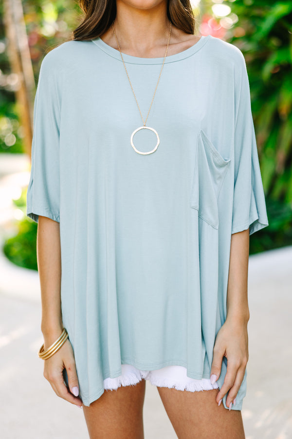 On Your Time Light Green Oversized Top