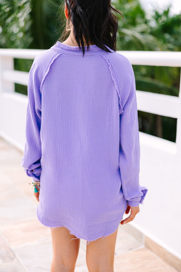 See You There Lavender Purple Gauze Tunic
